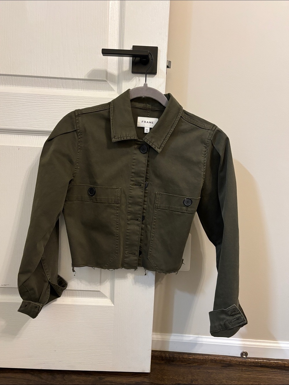 Frame cropped Denim Olive Cropped Jacket